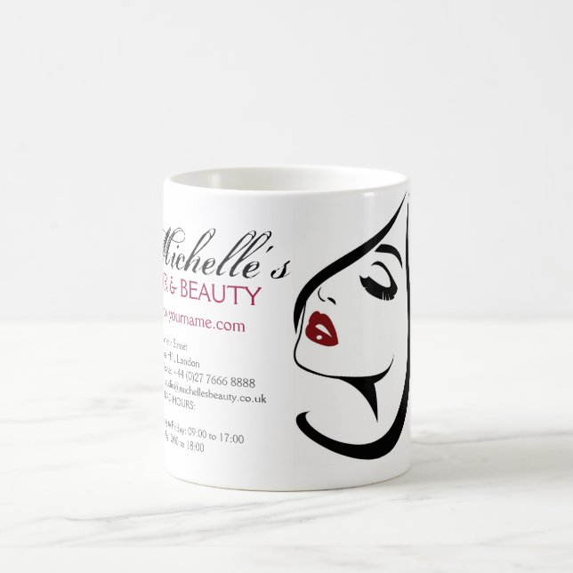 Caneca De Café Mulher encara lábios vermelhos longos pestanas Íco (Centro)