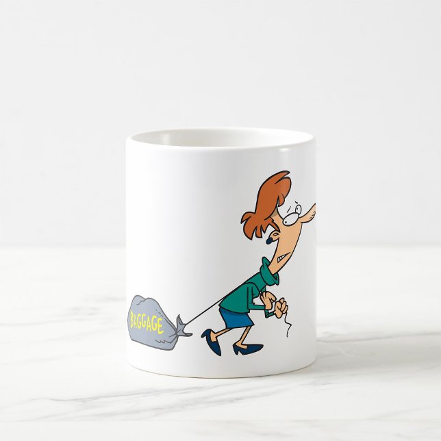 Caneca De Café Mulher Engraçada Carregando Bagagem Emocional (Criador carregado)