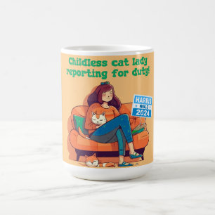 Caneca De Café Mulher Gata Sem Fios a Reportar-se para Dever