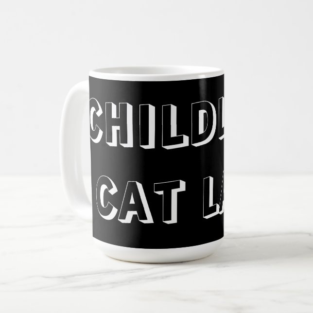 Caneca De Café Mulher-gato sem filhos (Frente Esquerda)