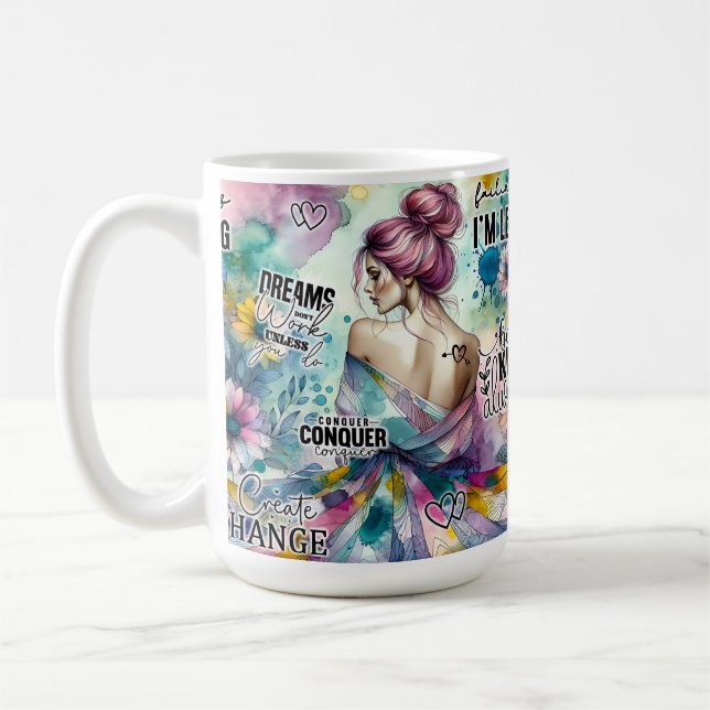 Caneca De Café Mulher Inspiradora Colorida (Esquerda)
