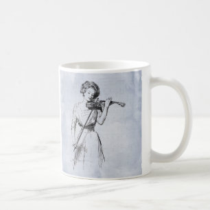 Caneca De Café Mulher Jogando A Ilustração De Violin Vintage