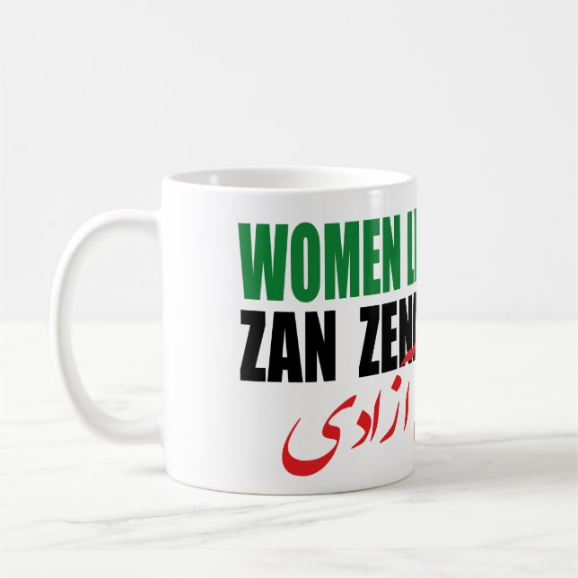 Caneca De Café Mulher Liberdade Irã Zan Zendegi Azadi Persa (Esquerda)