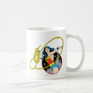 Caneca De Café Mulher Maravilha com fundo de cidade