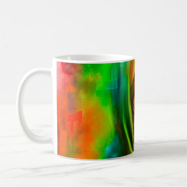 Caneca De Café Mulher mística em cores neonárias (Esquerda)