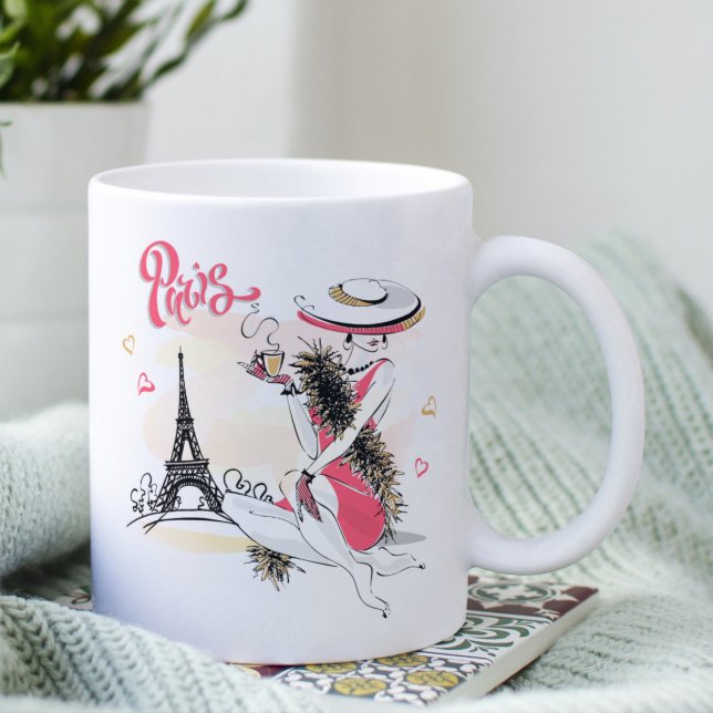 Caneca De Café Mulher moderna moderna moda parisiense (Criador carregado)