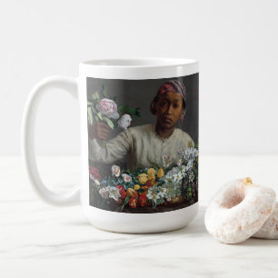 Caneca De Café Mulher Negra com Peonies Fré dé ric Bazille