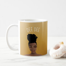 Caneca De Café Mulher Negra com sombreado Dourado e celeiro alto,