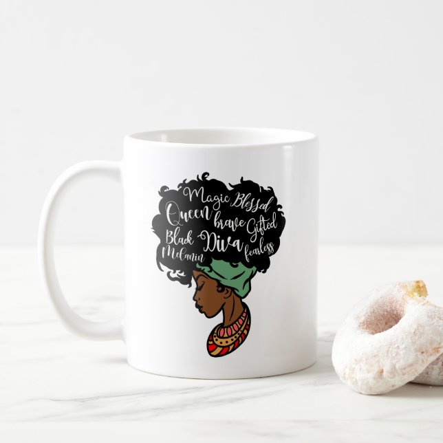 Caneca De Café Mulher Negra Diva Queen Mug (Com Donut)