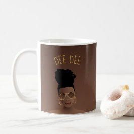 Caneca De Café Mulher Negra, Dourada sombra e sopro alto, castanh
