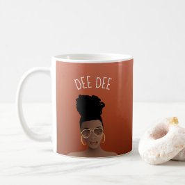 Caneca De Café Mulher Negra, Dourada Sombreada e Arma Alta, Casta