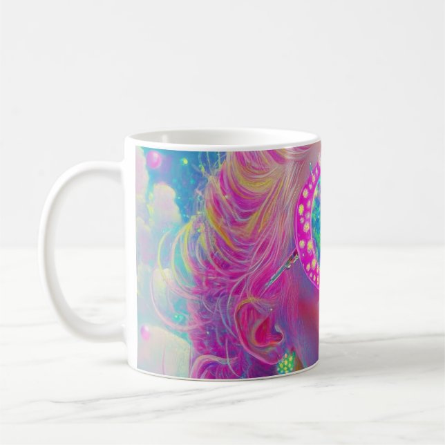 Caneca De Café Mulher Neon Glamorosa com Óculos Espumantes (Esquerda)