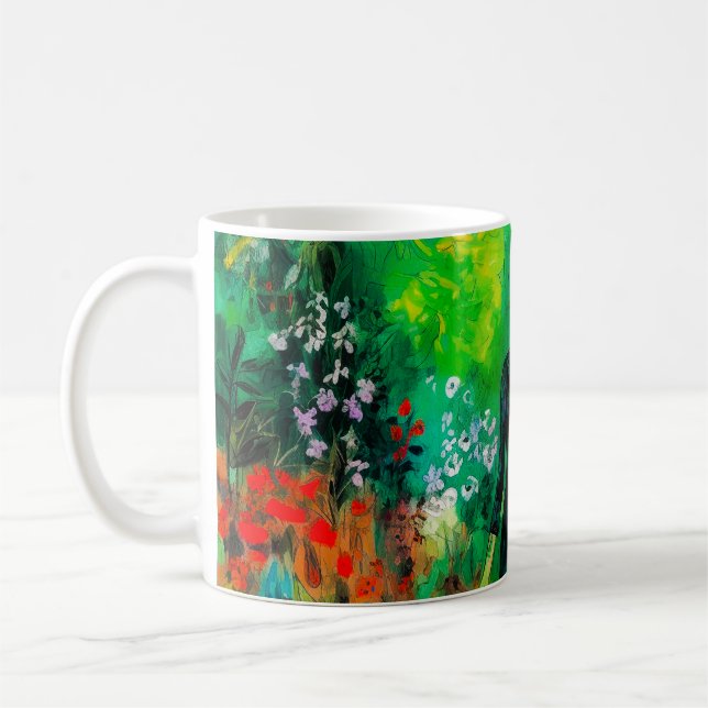 Caneca De Café Mulher no Belo Prado Verde (Esquerda)