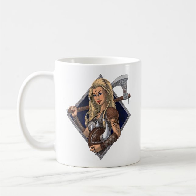 Caneca De Café Mulher Norse Viking Warrior (Esquerda)