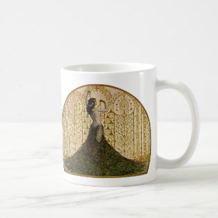 Caneca De Café Mulher numa saia peacock