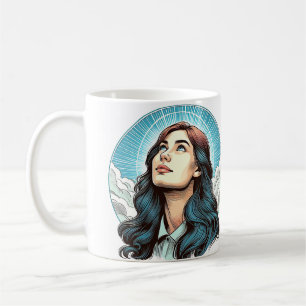 Caneca De Café Mulher olhando para a arte da ilustração das cores