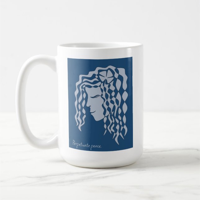 Caneca De Café Mulher Paciente Perpétua - Linha Azul Teal Art Mug (Esquerda)