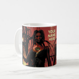 Caneca De Café Mulher segurando tocha inflamada. Personalizado