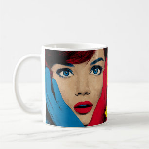 Caneca De Café Mulher Surpresa em Pop Art