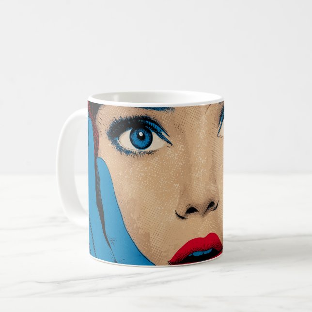 Caneca De Café Mulher Surpresa em Pop Art (Frente Esquerda)