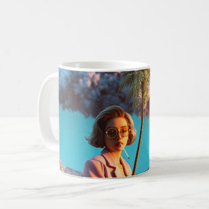 Caneca De Café Mulher Surrealista com Palmeira