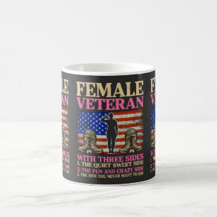 Caneca De Café Mulher Veterana Militar Divertida Bandeira America