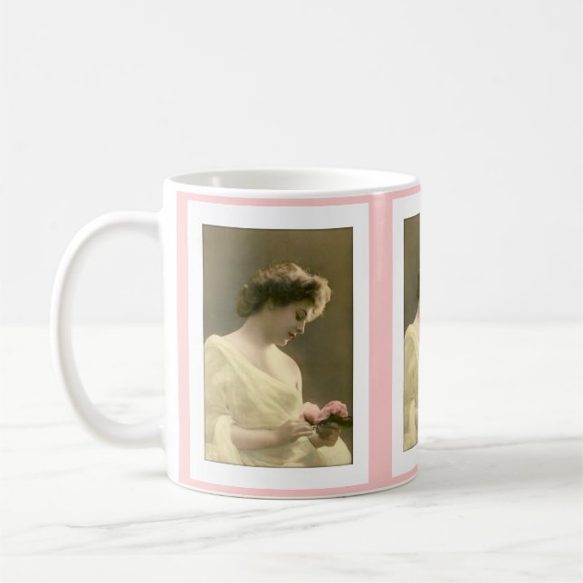 Caneca De Café mulher vitoriana romântica retrospectiva (Esquerda)