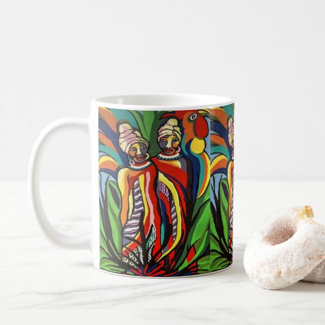 Caneca De Café Mulheres africanas papagaio (Com Donut)