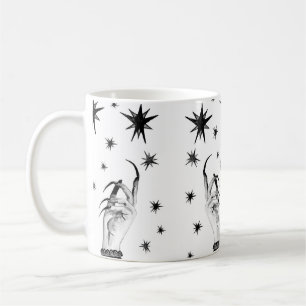Caneca De Café Mulheres bruxas de fundo com estrelas, mãos bruxa