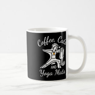 Caneca De Café Mulheres Café Gatos E Tapetes De Yoga - Nome Engra