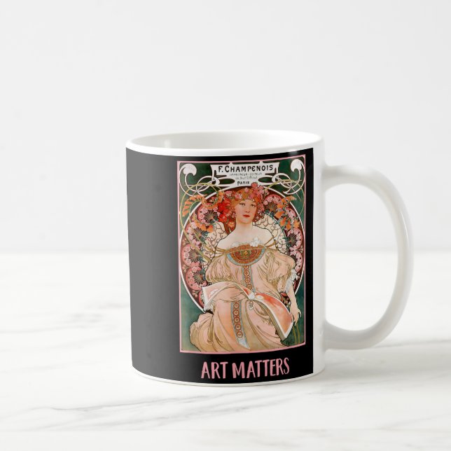 Caneca De Café Mulheres com Flores Paris Mucha Art Nouveau Arte (Direita)