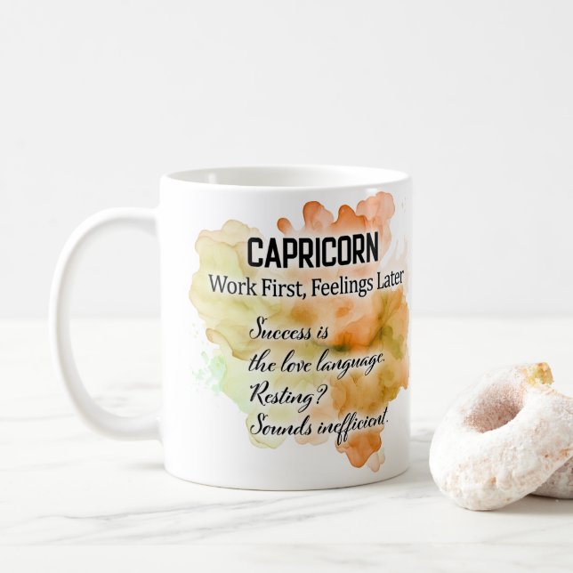 Caneca De Café Mulheres do Zodíaco, Capricórnio (Com Donut)