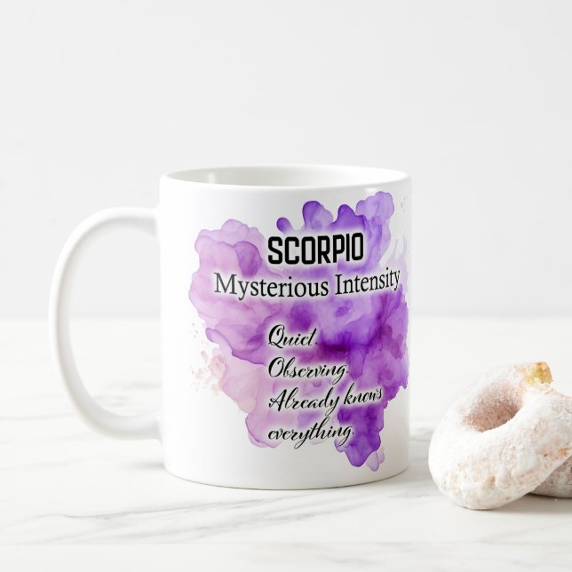 Caneca De Café Mulheres do Zodíaco, Escorpião (Com Donut)