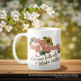 Caneca De Café Mulheres empoderadas Letra Hippie Floral