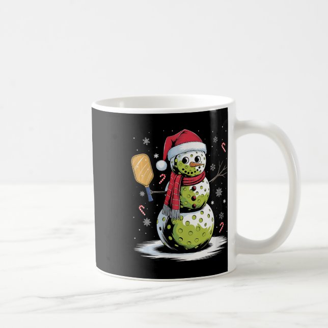 Caneca De Café Mulheres Engraçadas Pickleball Snowman Santa Hat X (Direita)