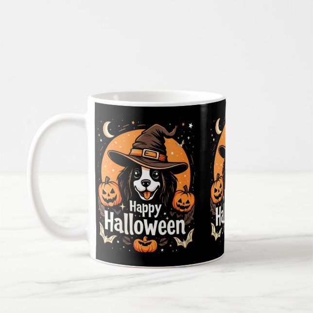Caneca De Café Mulheres Feliz Dia das Bruxas Cachorro (Esquerda)