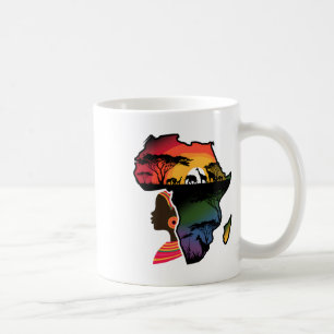 Caneca De Café Mulheres Negras Mapa Afro Safari Animais Africano
