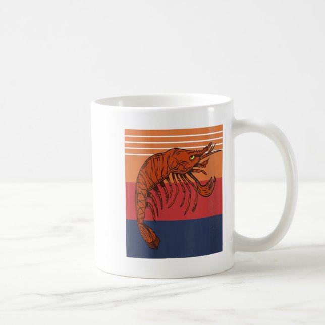 Caneca De Café Mulheres Retro Shrimp Vibes Funny Marine Seafood H (Direita)