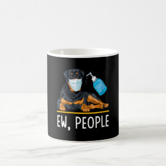 Caneca De Café Mulheres Rottweiler Cachorro Rosto Máscara Sanetiz