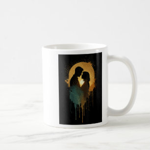 Caneca De Café Mulheres Silhouette Amantes Beijando Data Juntos B