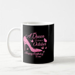 Caneca De Café Mulheres Uma Rainha Nasceu Em Outubro Aniversário
