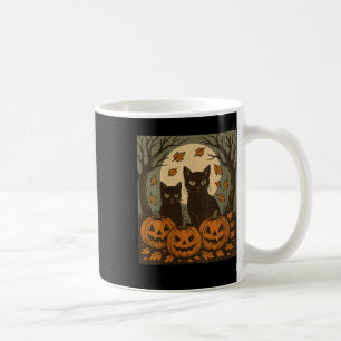 Caneca De Café Mulheres Vintage Halloween Gatos Pretos Abóboras S