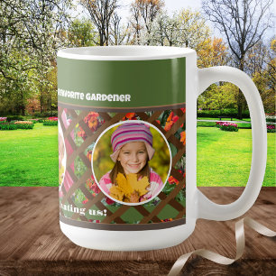 Caneca De Café Multi-Foto Verde de Jardinagem do dia de as mães