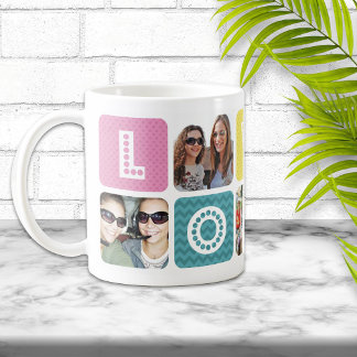 Caneca De Café Multicolagem de Colagem de Fotos