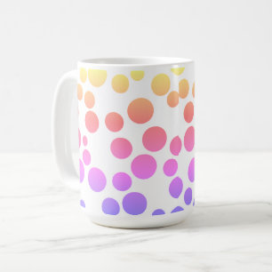 Caneca De Café multicolor rosa lilás amarelo bolinhas 