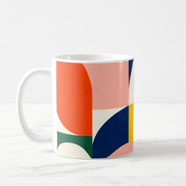 Caneca De Café Multicolor Rounded Geometric Composition (Esquerda)
