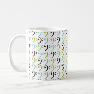 Caneca De Café Multicoloração do Músico do Bass Clef Gift Band