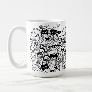 Caneca De Café Multidão de Personagens de Desenhos Animados Excên
