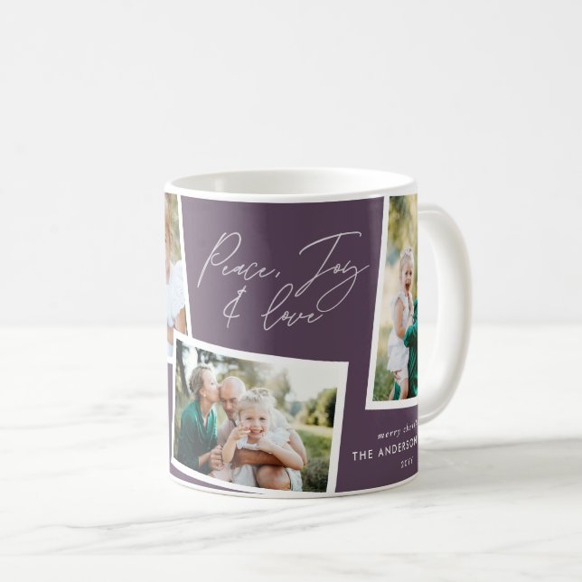 Caneca De Café Multifamilia roxa moderna elegante (Frente Esquerda)