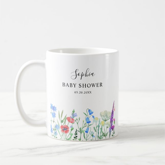 Caneca De Café Multihued Wildflower Baby Shower Celebration (Esquerda)